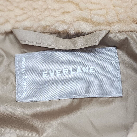 Everlane‎ ReNew Sherpa Full Zip Jacket Mock Neck Beige Pockets Men's Sz L NWOT - Picture 5 of 6